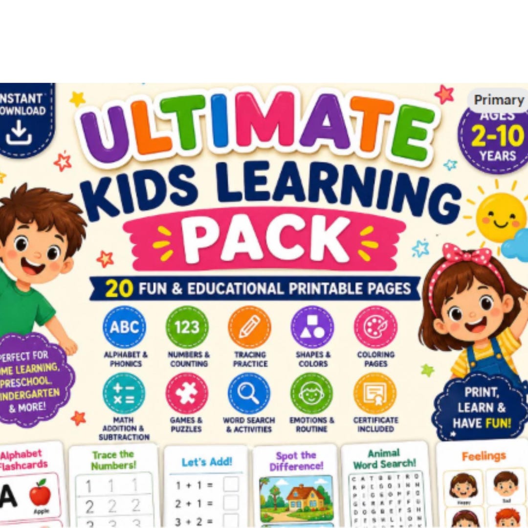 Ultimate Kids Learning Pack Printable | ABC Numbers Tracing Math ...