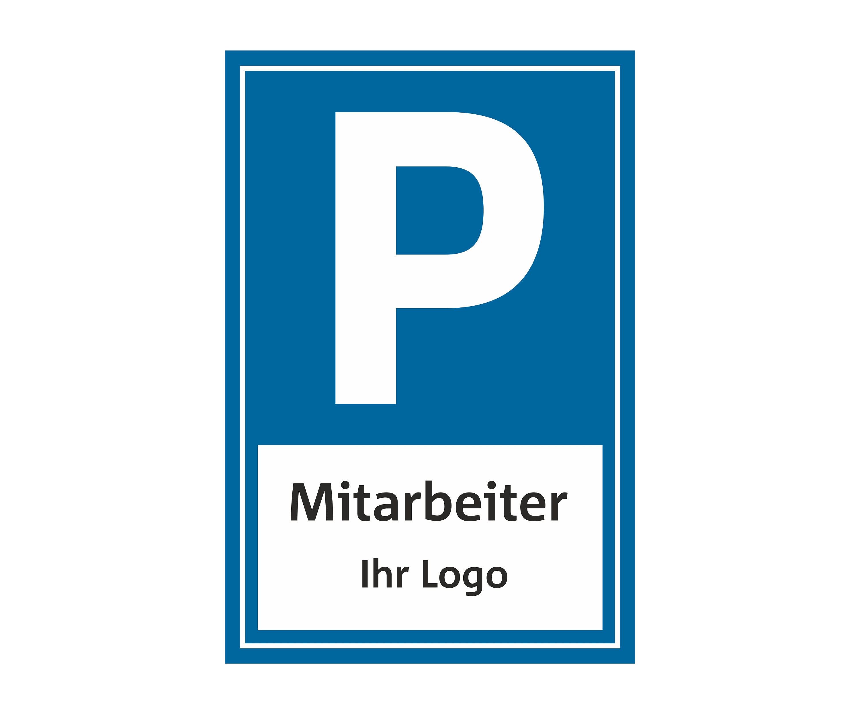 Parkplatzschild personalisiert I Mitarbeiterparkplatz mit Logo I 20 x 30 cm  I Aluverbund - .de