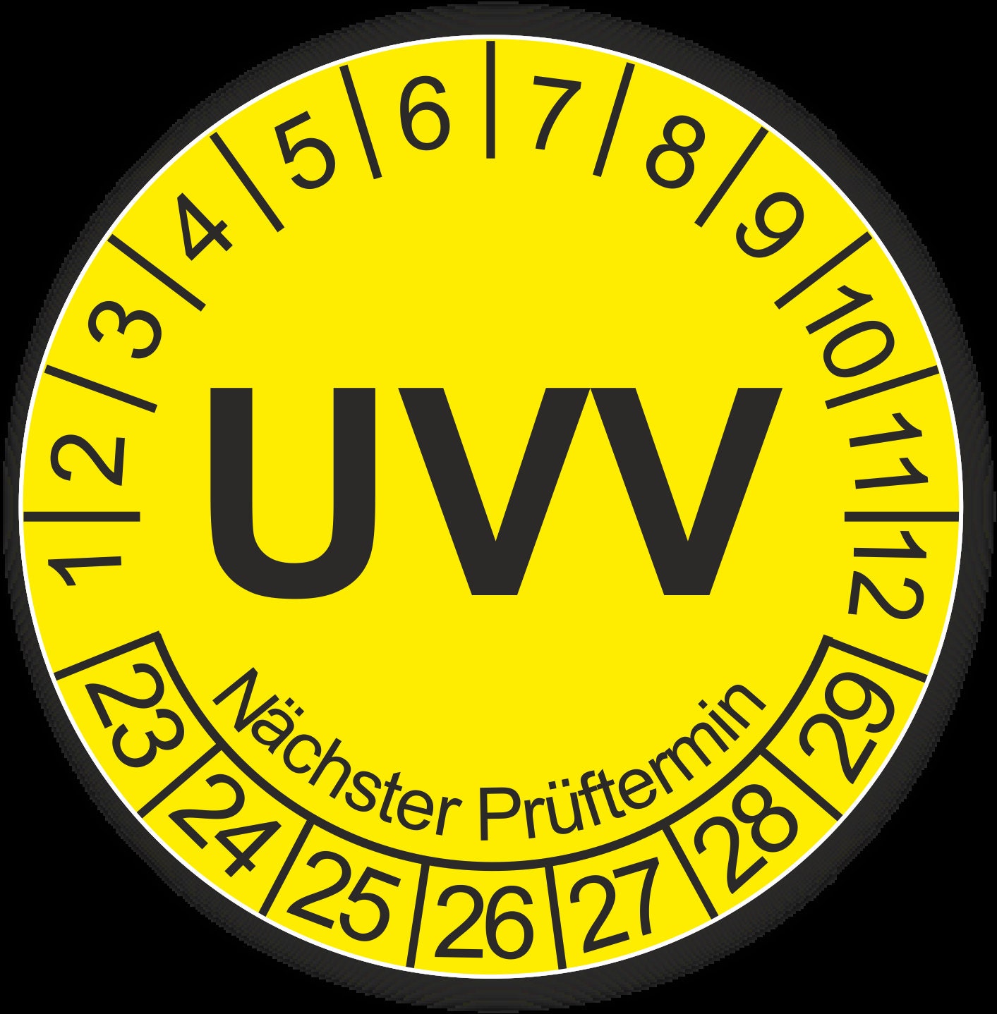 Prüfplakette UVV Nächster Prüftermin, Vinylfolie, Prüfaufkleber, Prüfetikett, Plakette UVV-Prüfung (30 mm , Grün, 250