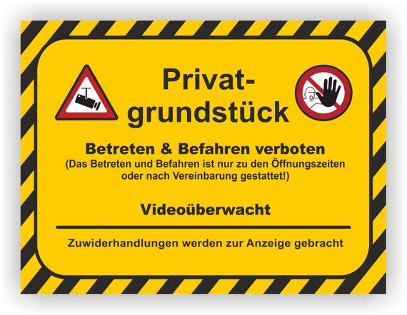 Hinweis-Schild „Privatweg! Betreten Verboten“ – Wetterfest, 30x20 Cm, Gelb-schwarz (Aluminiumverbund)