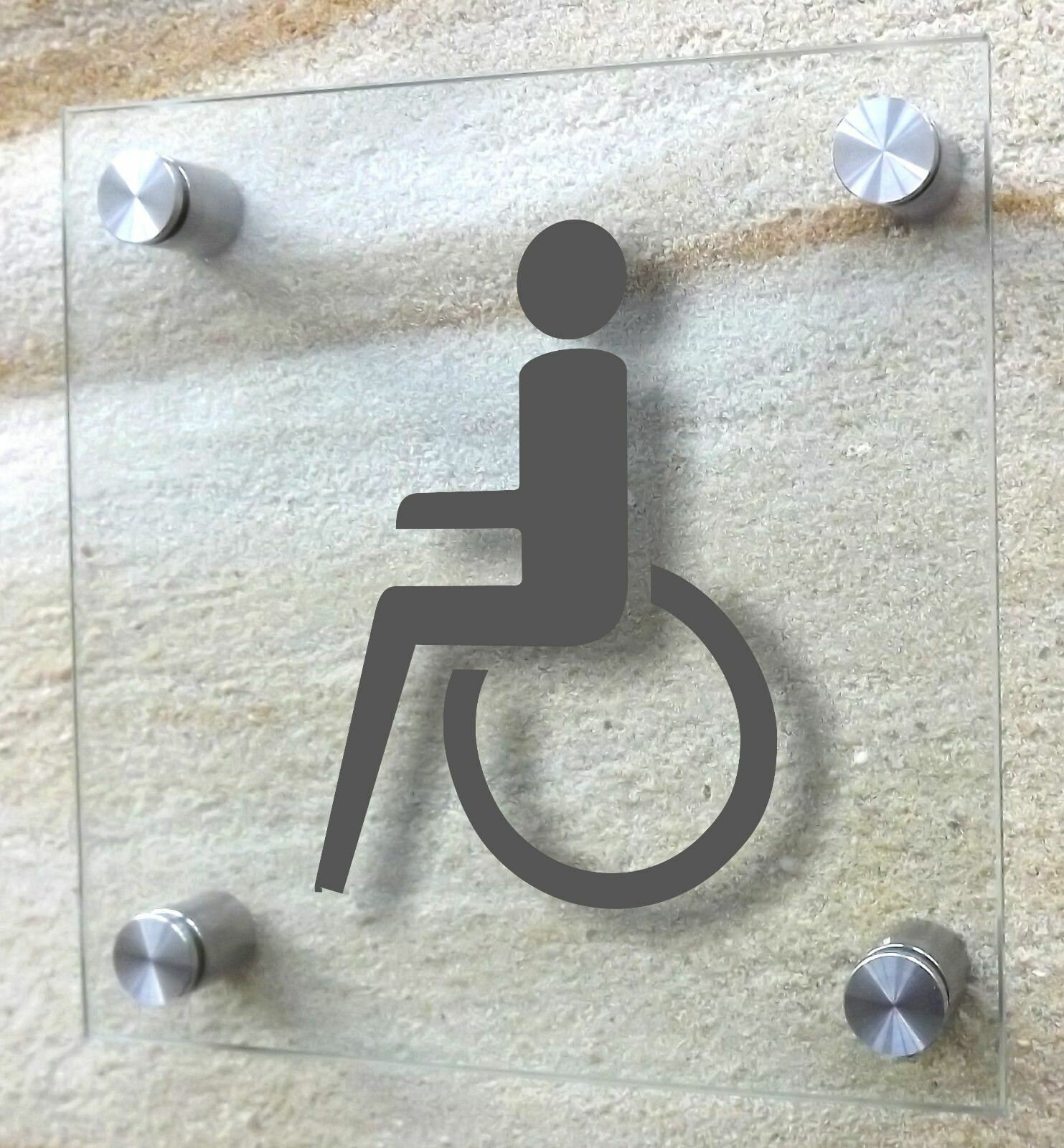 Behinderten-WC Schild Aus Poliertem Messing – Edelstahl-Schild Mit Rollstuhl-Piktogramm, 76 Mm