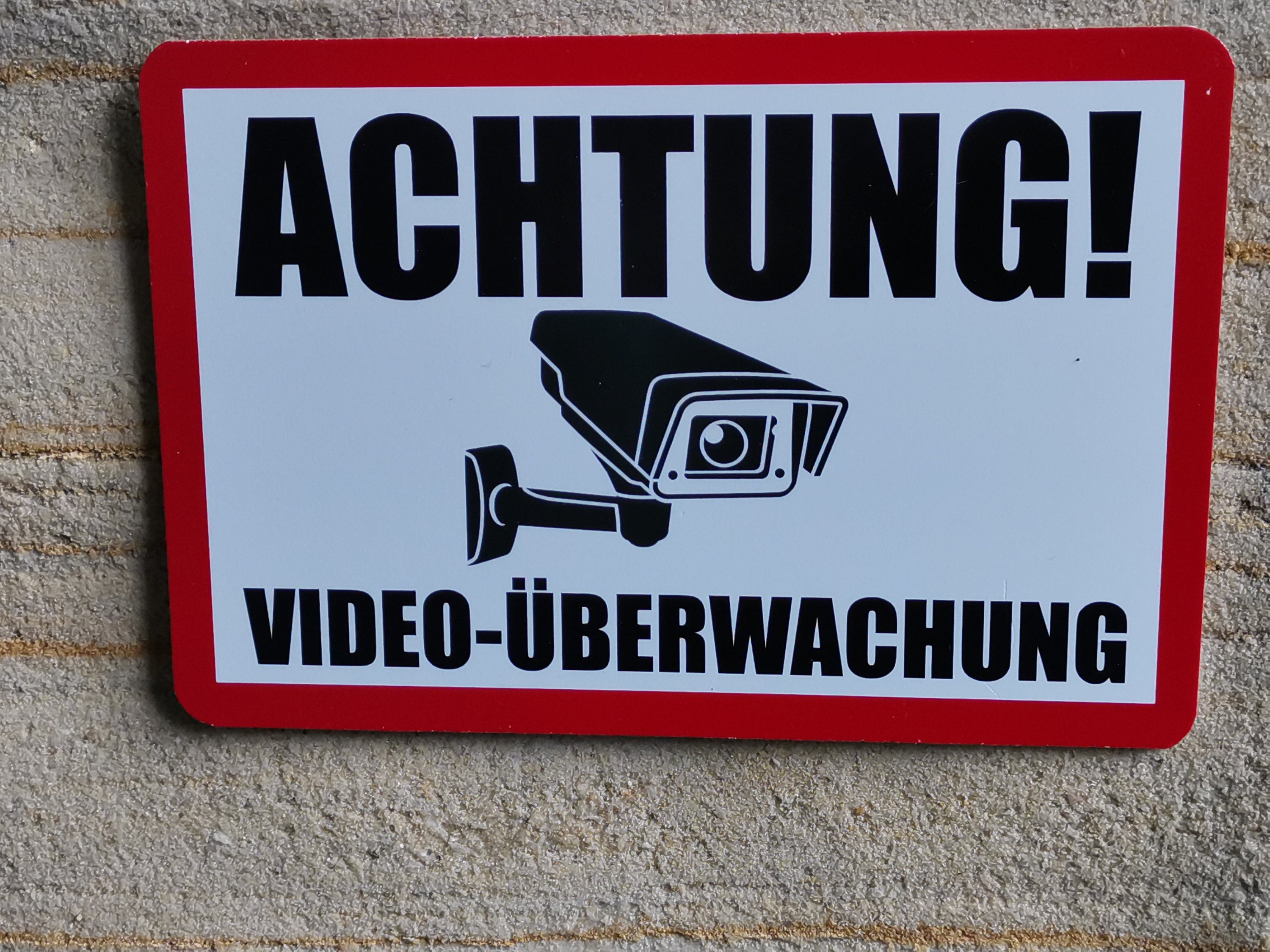 Schild 'Achtung Videoüberwachung' – 12 X 12 Cm, Aluverbund, UV-Druck, Made In Germany, Mit Klebepunkten
