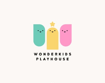 Premade logo voor kindermerk, speels kinderkledingmerk, klein bedrijfslogo, eenvoudig logo, illustratielogo, karakterlogo, minimaal logo