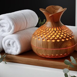 Ultrasonic Essential Oil Diffuser & Cool Mist Humidifier – 300ml Wood Grain, 7 LED Colors, Auto Shut-Off – Aromatherapy for Home and Office