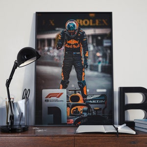 Daniel Ricciardo Poster print - Red Bull Racing Monaco GP Canvas Wall Art - Gift Idea for F1 fans