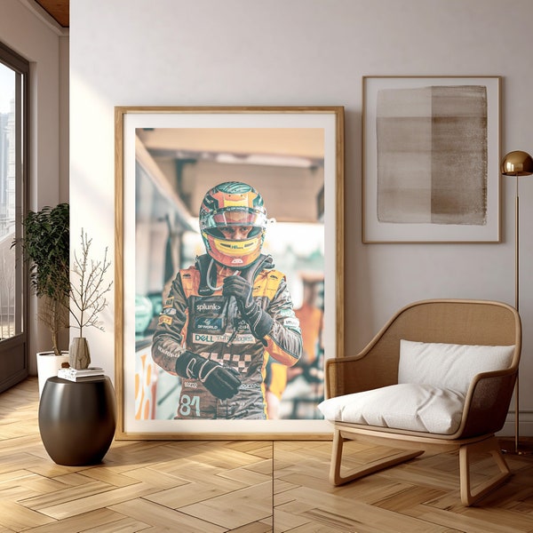 Formula 1 Oscar Piastri poster print - McLaren F1 Rising Star Canvas Wall Art