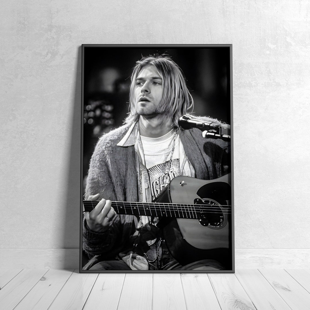 Kurt Cobain Poster, Nirvana Canvas Wall Art, Rock Music Print, Home ...