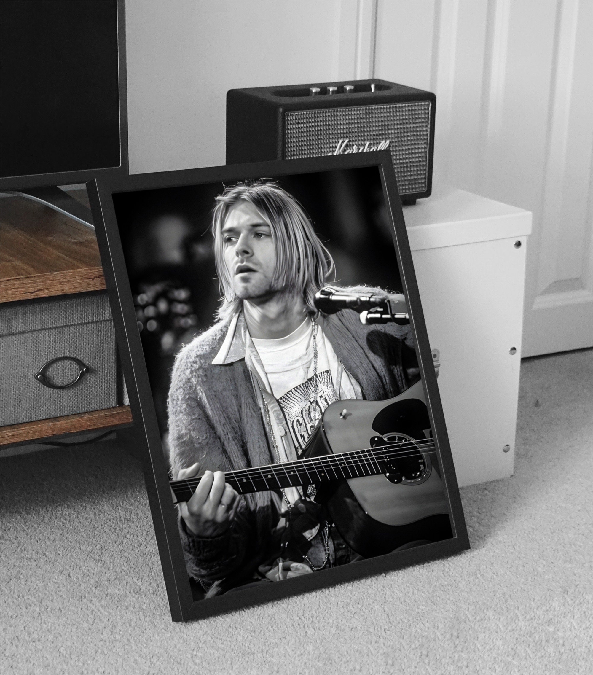 Kurt Cobain Poster, Nirvana Canvas Wall Art, Rock Music Print, Home ...