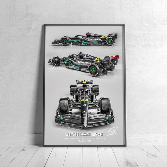 Formula 1 Lewis Hamilton Latest Formula 1 Mercedes 2023 Racing Car F1 Grand  Prix Wall Art Poster Illustration 