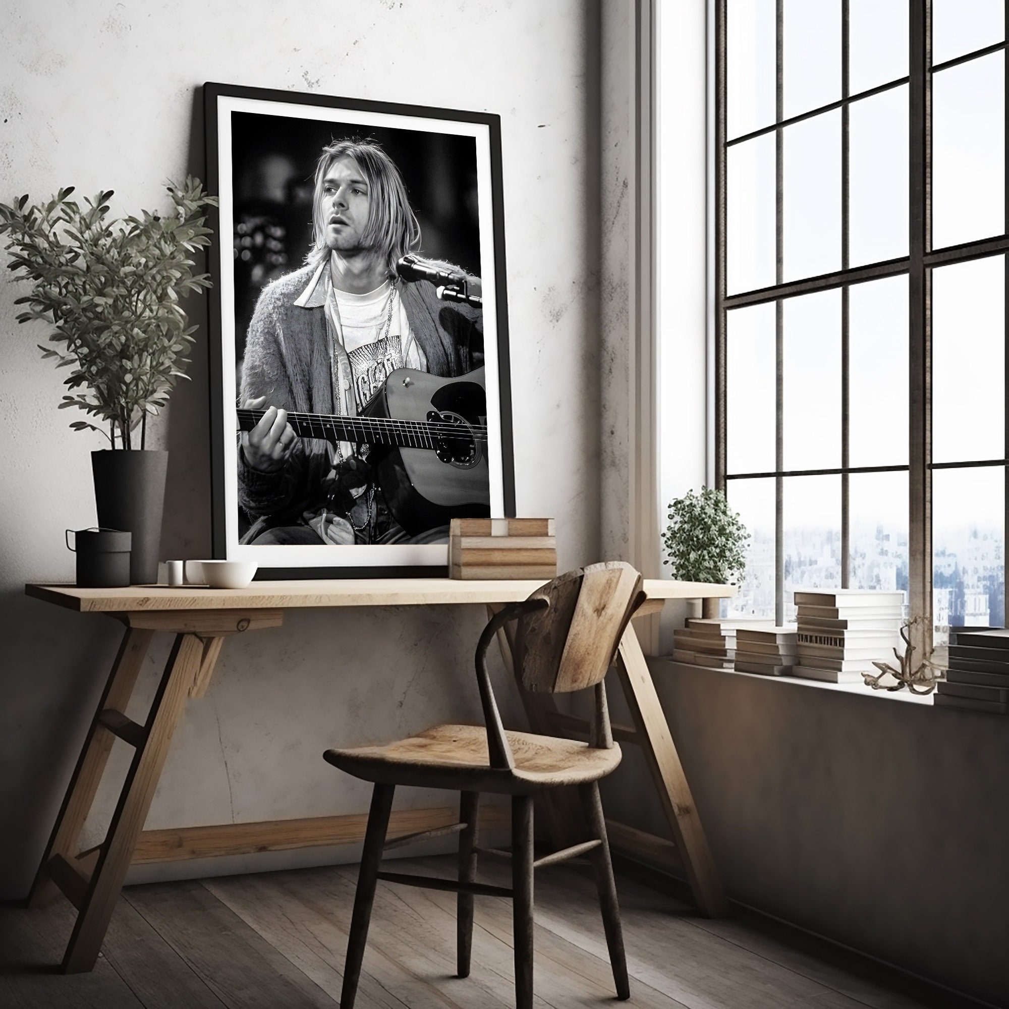 Kurt Cobain Poster, Nirvana Canvas Wall Art, Rock Music Print, Home ...