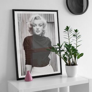 Marilyn Monroe Poster print, Vintage Hollywood Movie Canvas Wall Art, Retro Black And White photo