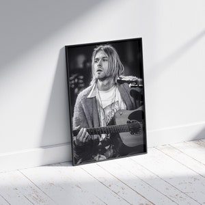 Kurt Cobain Poster, Nirvana Canvas Wall Art, Rock Music Print, Home ...