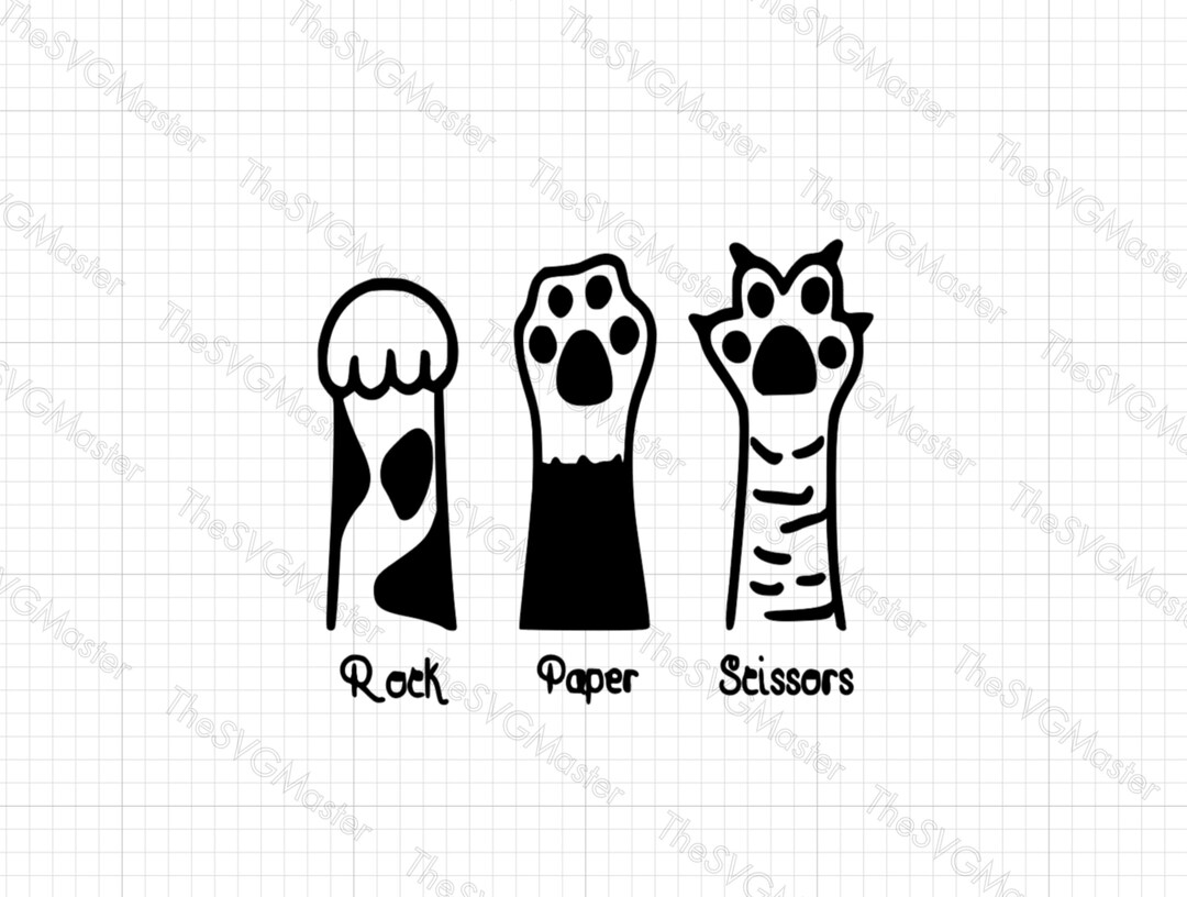 Rock Paper Scissor Cat SVG, Cat Svg Files, Cat Silhouette SVG, Funny