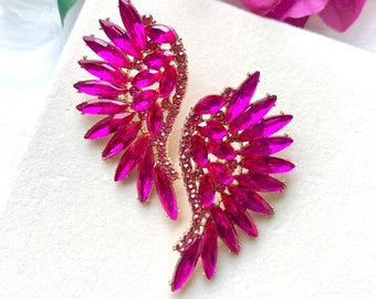 Glam Angel-Hot Pink Angel Wing Earrings