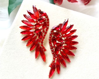 Glamoureuze engelrode engelenvleugeloorbellen