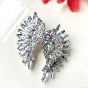 Glam Angel-Clear Crystal Angel Wing Earrings