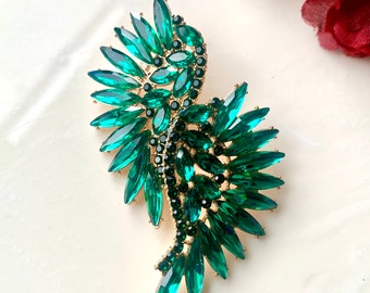 Glam Angel-Green Angel Wing Earrings