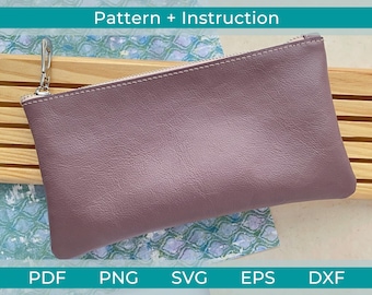 Leren make-uptas pdf-patroon, pdf-patroon make-uptas, patroon etui, pdf-patroon ritszakje, sjabloon make-upzakje met ritssluiting