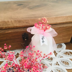 Bustine di nastro rosa e fiori secchi di lavanda per bomboniere, regali sfusi personalizzati, sacchetti di lavanda profumati, bomboniere di fiori secchi