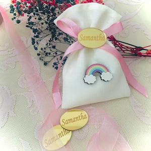 Bomboniere personalizzate per baby shower, bustina di lavanda essiccata per baby shower a tema arcobaleno, benvenuto per bambino, regali di battesimo sfusi