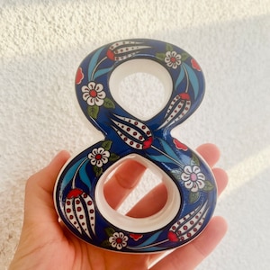 Handmade Ceramic House Numbers, Custom Address Tile Sign, Ceramic Address Plaque, Modern Address Numbers with Floral, Talavera Tile Numbers
