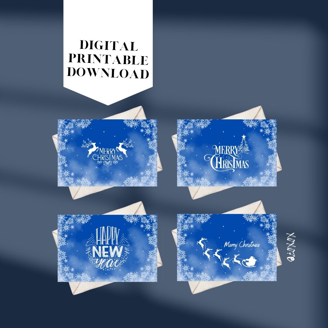 Christmas Blue Printable Cards