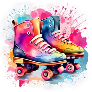 15 patines de acuarela PNG, clipart deportivo, paquete de clipart, descarga instantánea, scrapbooking, arte digital, manualidades, uso comercial