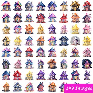 149 PNG Aquarell Feenhaus Clipart, Fee Clipart, Clipart Bundle, kommerzielle Nutzung, Kunst und Handwerk, sofortiger Download, Scrapbooking