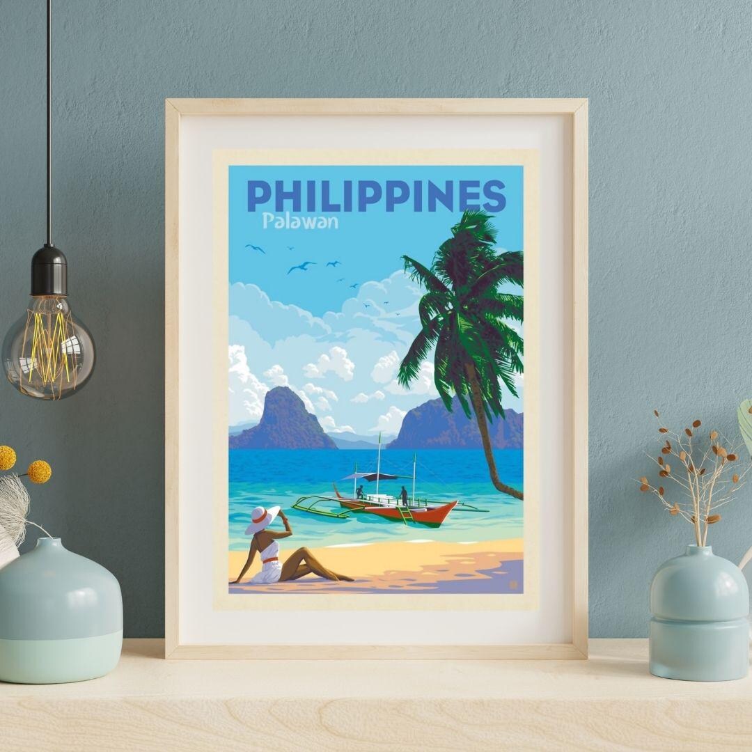 Philippines Abstract Art Print, Unframed A4 Travel Poster, Gift for ...