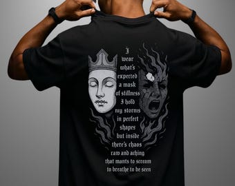 Abstract Face Gothic T-Shirt: Dark Academia Fashion