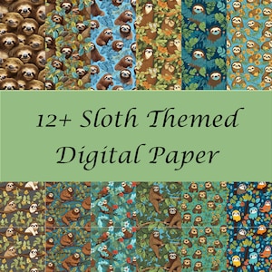 Lento e constante: 12 designs de papel digital perfeitos – Preguiças adoráveis, download instantâneo