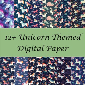 Magical Unicorn Seamless Digital Paper - 12 Distinctive, High Quality Designs, Instant Download