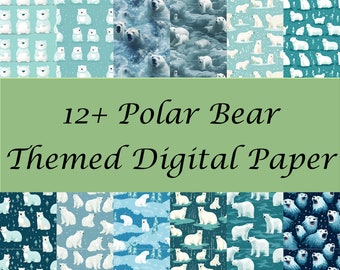 Polar Bear Inspired Digital Paper - 12 Seamless Tile Designs - High Resolution PNG, SVG, 300DPI Formats