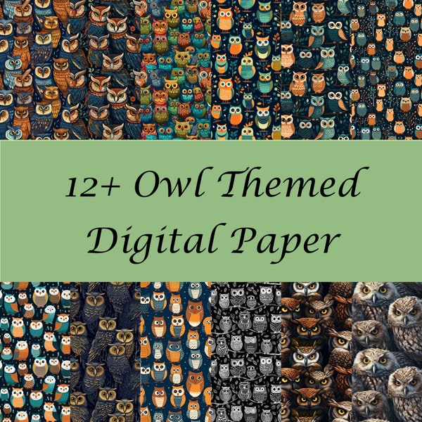 Majestic Owl - 12 Seamless Tile Designs - Digital Download - Digital Paper Pack - High-Resolution PNG & SVG