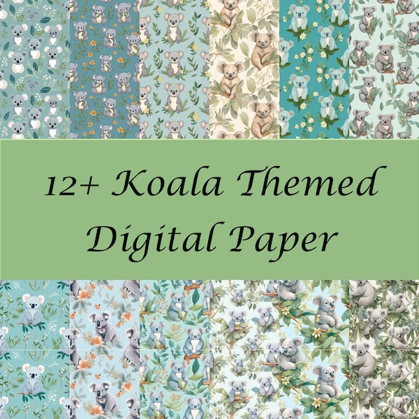 Unique Koala-Themed Seamless Digital Paper Designs - Seamless Tile Designs for Crafting, Scrapbooking, and More!