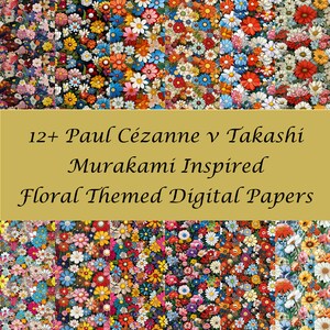 Cézanne & Murakami Inspired Digital Paper Collection - Seamless Floral Tile Designs (Digital Download)