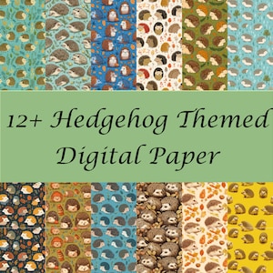 Deliciosos designs de azulejos sem costura de ouriço - pacote de papel digital de 12 peças - PNG de alta resolução, SVG - download instantâneo
