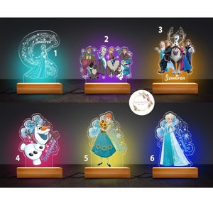 Personalized Disney Frozen Princess Elsa Anna Night Light, Custom Name Frozen Birthday Girl Gift, WDW Disneyland Olaf Baby Girl Room Decor