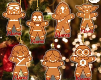 Personalized Star Wars Gingerbread Disney Christmas Ornament, Galaxy's Edge Family Christmas Tree Hanging Ornament, Star Wars Xmas Gifts