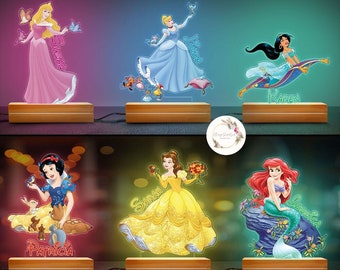 Personalized Disney Princess Night Light, Custom Name Baby Girl Room Decor, Disney Princess Birthday Gift for Her, Disneyland Gift for Kids