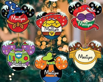 Personalized Mickey Ears All Characters Disney Christmas Ornament, Disney Pixar Toy Story Family Christmas Tree, Disney Princess Christmas