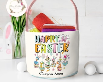 Personalized Mickey and Friends Disney Easter Basket, Happy Easter Bunny Egg Hunt Basket, WDW Disneyland Family Easter Trip 2024, Easter Kid