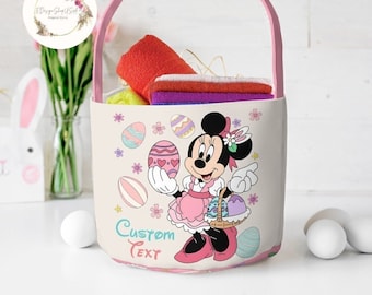 Personalized All Characters Disney Easter Basket, Mickey and Friends Bunny Easter Egg Hunt Basket, WDW Disneyland Family Happy Easter Decor