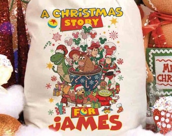 Personalized Disney Pixar Toy Story Christmas Sack, A Christmas Story Santa Sack Keepsake 2023, Disney Family Christmas Bag, Buzz Lightyear