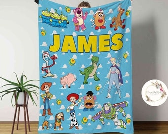 Personalized Disney Pixar Toy Story Blanket, Custom Name Baby Disney Blanket, Toy Story Family Birthday Boy Blanket, Birthday Girl Blanket