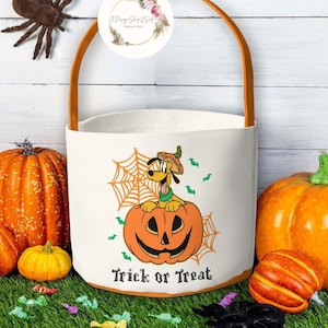 Personalized Mickey and Friends Pumpkin Disney Halloween Basket, Trick or Treat Candy Bag Gift for Kids, WDW Disneyland Family Halloween Bag