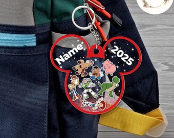 Personalized Disney Toy Story Shaker Keychain, Buzz Lightyear Woody Jessie Bo Peep Keychain, WDW Disneyland Toy Story Family Christmas Gifts