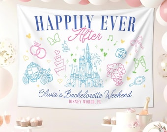Tapices de pared personalizados para despedida de soltera de Disney, despedida de soltera de princesas Disney, fondo de novia de Disney, pancarta de futura novia de dama de honor