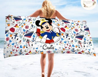 Personalized Mickey and Friends Disney Cruise Beach Towel, Disney Family Cruise Trip Bath Pool Summer Trip, Disney Wish Dream Magic Fantasy