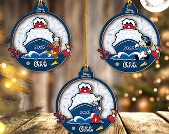 Personalized All Characters Disney Cruise Ornament, Mickey and Friends Cruise Disney Christmas Ornament, Family Cruise Christmas Tree Decor